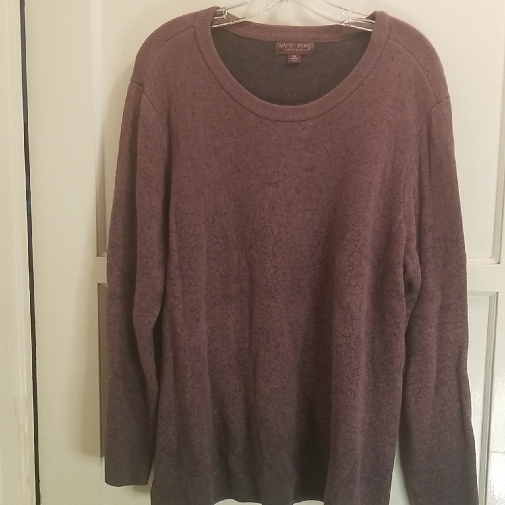 Barefoot Dreams Pink And Gray Ombre Sweater.
